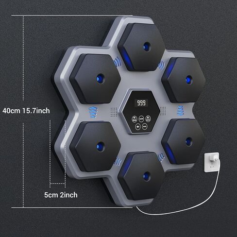 2024 Music Boxing Machine,Wall Mounted Smart Bluetooth Music Boxing Trainer,Workout Punching Equipment for Adults Kids,Perfect for Home,Indoor and Gym,Grey in Saudi Arabia