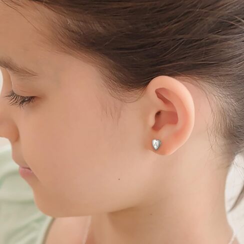 EVER FAITH Heart Initial Stud Earrings, 925 Sterling Silver Dainty Tiny Alphabet Letter Stud Earrings for Women Teen Sensitive Ears in Saudi Arabia