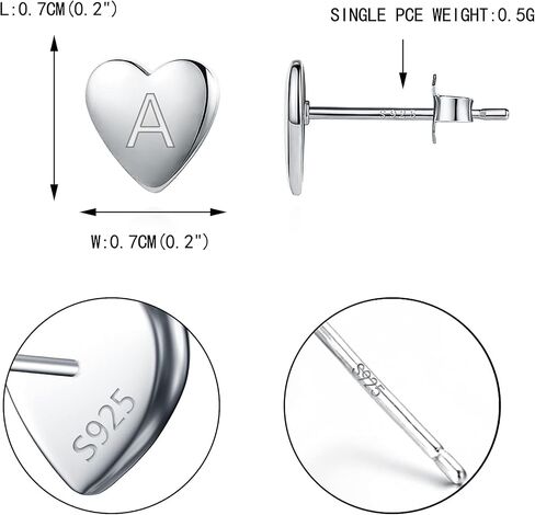 EVER FAITH Heart Initial Stud Earrings, 925 Sterling Silver Dainty Tiny Alphabet Letter Stud Earrings for Women Teen Sensitive Ears in Saudi Arabia