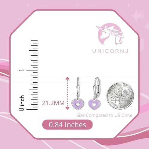 UNICORNJ Sterling Silver 925 Heart Earrings Leverback Dangle for Girls with Enamel Heart in Heart in Saudi Arabia