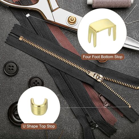 uxcell #5 Zipper Slider Retainers Kit, 20Pcs Bottom Stops & 40Pcs Top Stops for Bags Coats Jackets Closed-end Zippers Replacing, Black in Saudi Arabia
