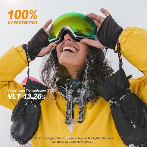 Snow Goggles UV400 Protection,OTG Ski Goggles for Men Women,Anti-fog Snow Sports Goggles for Snowboarding in Saudi Arabia