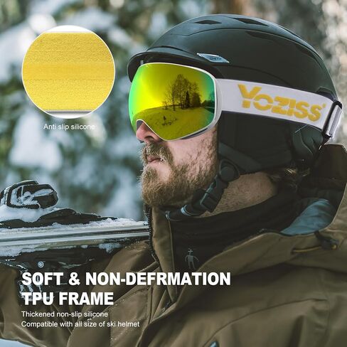 Snow Goggles UV400 Protection,OTG Ski Goggles for Men Women,Anti-fog Snow Sports Goggles for Snowboarding in Saudi Arabia