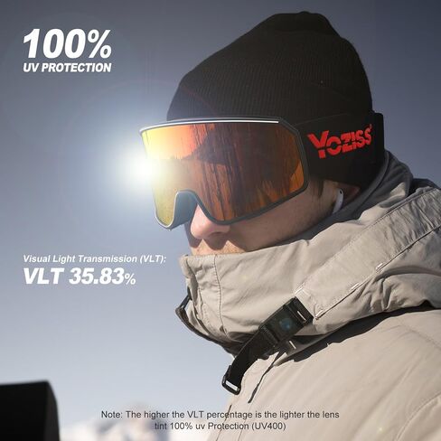 Snow Goggles UV400 Protection,OTG Ski Goggles for Men Women,Anti-fog Snow Sports Goggles for Snowboarding in Saudi Arabia