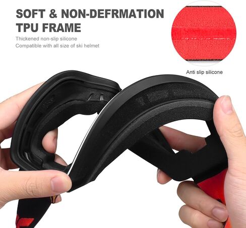 Snow Goggles UV400 Protection,OTG Ski Goggles for Men Women,Anti-fog Snow Sports Goggles for Snowboarding in Saudi Arabia