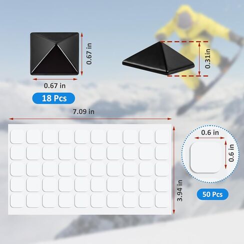 18 قطعة من وسادة ستومب على الجليد على شكل هرم ترصيع على الجليد وقبضة على الجليد ووسادة مضادة للانزلاق وقبضة معدنية على الجليد ووسادة خطوات ذاتية اللصق توفر قبضة إضافية للرجال والنساء في فصل الشتاء على الجليد والتزلج على الجليد in Kuwait