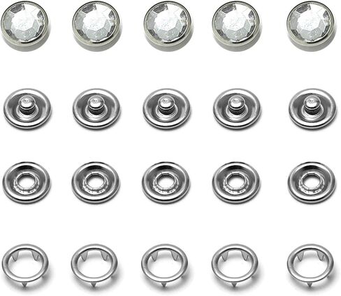 HeKimLee 50 Sets Snap Fastener Kit, 16L/10mm Classic Pearl Prong Ring Snaps for Western Shirt Clothes Popper Studs with Clear Storage Box (5 Color x 10 Sets), HKL-0010 in Saudi Arabia