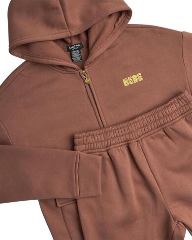 طقم بدلة رياضية للفتيات من بيبي - قطعتين من الصوف الناعم بقلنسوة بسحاب كامل وسروال كارجو للفتيات (7-12) in Kuwait