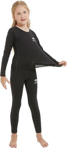 Girl Kids Merino Wool Base Layer Set Top and Bottom Thermal Underwear in Saudi Arabia