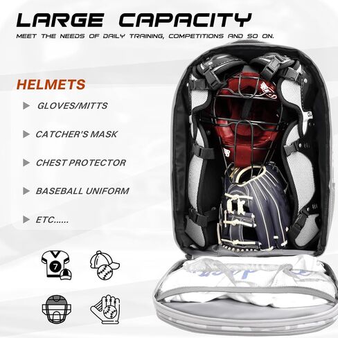 Rolling Baseball Backpack with Off-road Wheels, Wheeled Catchers Gear Bag for Baseball Equipment, 4 Bats, Large Softball Bag for TBall, Helmet & Accessories with Fence Hook in Kuwait