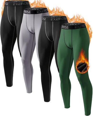 Men’s Thermal Compression Fleece Lined Pants Athletic Leggings Baselayer Cold Weather Workout Sports Running Tights in Kuwait