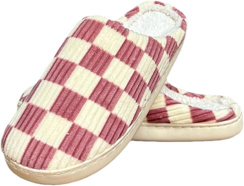 Checkered Slippers Womens Mens Casual Plaid Shoes Cartoon Plush Indoor Outdoor Slipper Winter House Slippers Cozy Furry Slippers in Saudi Arabia