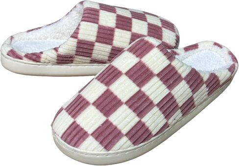 Checkered Slippers Womens Mens Casual Plaid Shoes Cartoon Plush Indoor Outdoor Slipper Winter House Slippers Cozy Furry Slippers in Saudi Arabia