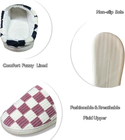Checkered Slippers Womens Mens Casual Plaid Shoes Cartoon Plush Indoor Outdoor Slipper Winter House Slippers Cozy Furry Slippers in Saudi Arabia
