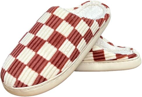 Checkered Slippers Womens Mens Casual Plaid Shoes Cartoon Plush Indoor Outdoor Slipper Winter House Slippers Cozy Furry Slippers in Saudi Arabia