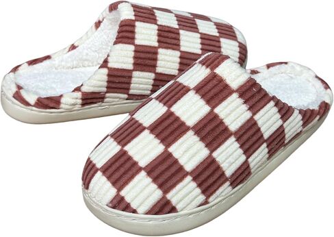 Checkered Slippers Womens Mens Casual Plaid Shoes Cartoon Plush Indoor Outdoor Slipper Winter House Slippers Cozy Furry Slippers in Saudi Arabia