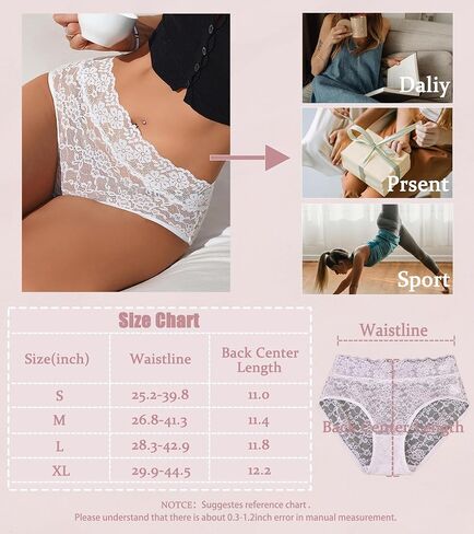 Hibluco Women Sexy Lace Briefs Cheeky Panty Mid Waisted Underwear in Kuwait