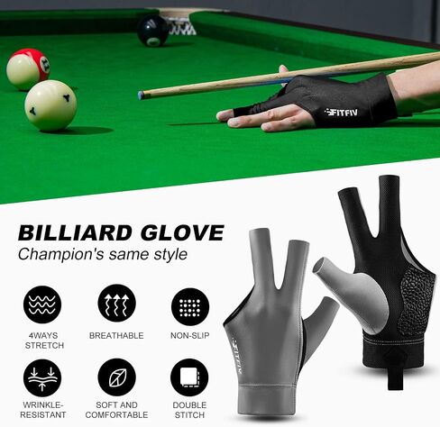 Billiards Glove Professional 3-Finger Pool Glove for Left Hand, Snooker Cue Gloves for Men and Women in Saudi Arabia