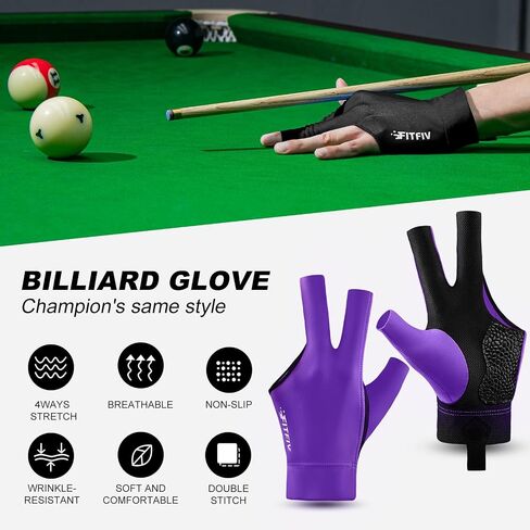Billiards Glove Professional 3-Finger Pool Glove for Left Hand, Snooker Cue Gloves for Men and Women in Saudi Arabia