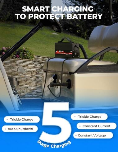 KEMIMOTO 36V 18A Golf Cart Battery Charger, 5-Stage Smart Charging Technology, 900W Fast Charging, Fully Charged in 4-6H, Lead Acid Battery Charger for EZGO TXT/TXTE/TXT PDS/Freedom TXT/Shuttle in Saudi Arabia