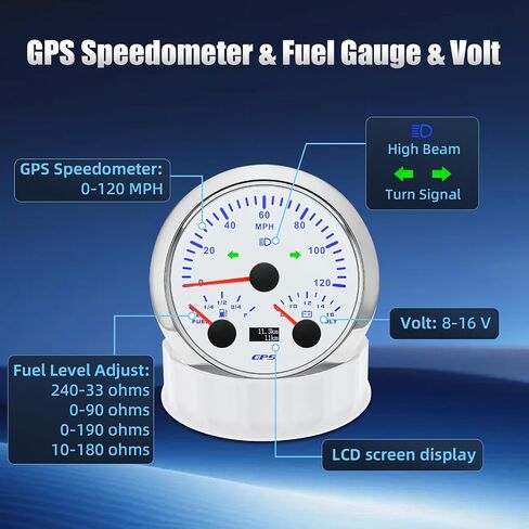 ARTILAURA GPS Speedometer& Fuel Gauge (Adjust 240-33ohms, 0-90ohms, 0-190ohms) &Voltmeter+ Tachometer& Oil Pressure Gauge & Water Teperature, 85mm Boat Gauge Set for Marine Car Auto in Saudi Arabia