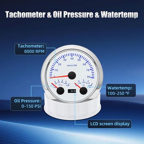 ARTILAURA GPS Speedometer& Fuel Gauge (Adjust 240-33ohms, 0-90ohms, 0-190ohms) &Voltmeter+ Tachometer& Oil Pressure Gauge & Water Teperature, 85mm Boat Gauge Set for Marine Car Auto in Saudi Arabia
