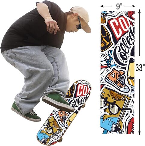 Skateboard Grip Tape, Black Griptape Sheet 9 x 33 Inch, Non Slip Bubble Free Skateboard Sandpaper, Scooter Grip Tape (Book) in Saudi Arabia