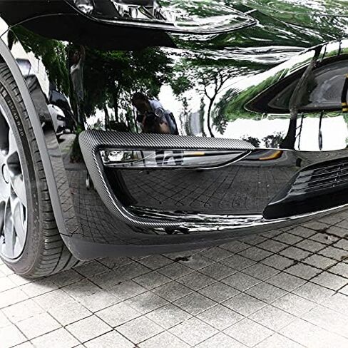 for Tesla Model Y Front Fog Light Trim Cover Fog Lamp Frame Blade Trim Eyebrow Spoiler for Tesla Model Y 2019 2020 2021 2022 2023 (ABS Glossy Carbon Fiber) in Saudi Arabia