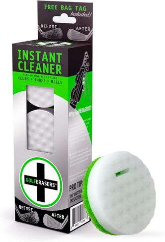 Instant Golf Eraser, Premium Dual-Sided Sponge for Cleaning Golf Clubs, Shoes & Golf Balls, 12 Pack Refill, Bag Tether NOT Included in Saudi Arabia