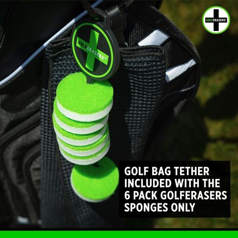 Instant Golf Eraser, Premium Dual-Sided Sponge for Cleaning Golf Clubs, Shoes & Golf Balls, 12 Pack Refill, Bag Tether NOT Included in Saudi Arabia