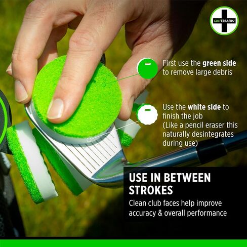 Instant Golf Eraser, Premium Dual-Sided Sponge for Cleaning Golf Clubs, Shoes & Golf Balls, 12 Pack Refill, Bag Tether NOT Included in Saudi Arabia
