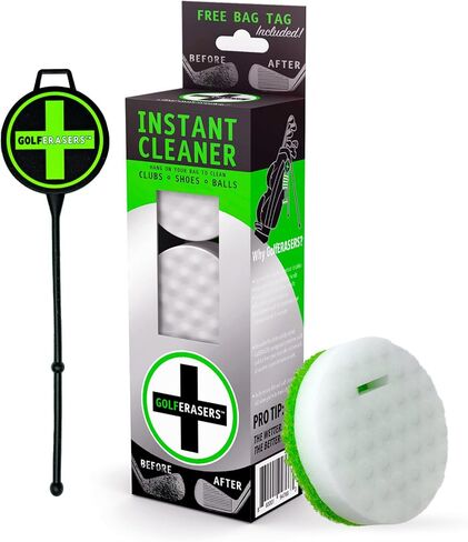 Instant Golf Eraser, Premium Dual-Sided Sponge for Cleaning Golf Clubs, Shoes & Golf Balls, 12 Pack Refill, Bag Tether NOT Included in Saudi Arabia