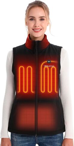 Venustas Women's Heated Softshell Vest with Battery, Slim Fit Water-Resistant Heated Vest for Outdoor Hiking Golf in Saudi Arabia