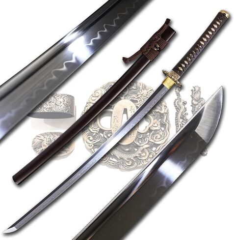 ShadowDancer Handmade Full Tang Katana Sword - Authentic L6 Steel Blade with Real Hamon, Clay Temper, and Sharp Edge - Perfect for Iaido, Martial Arts Practitioners, and Collectors in Saudi Arabia