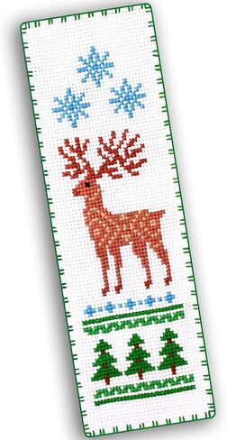 Povitrulya Cardinal - Counted Cross Stitch Bookmark Kit - DIY Embroidery Set - Hand Made Christmas Gift for Adults and Kids with a Redbird Sitting on a Christmas Mistletoe in Kuwait