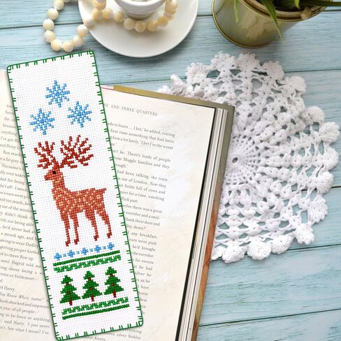 Povitrulya Cardinal - Counted Cross Stitch Bookmark Kit - DIY Embroidery Set - Hand Made Christmas Gift for Adults and Kids with a Redbird Sitting on a Christmas Mistletoe in Kuwait