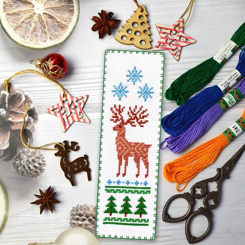 Povitrulya Cardinal - Counted Cross Stitch Bookmark Kit - DIY Embroidery Set - Hand Made Christmas Gift for Adults and Kids with a Redbird Sitting on a Christmas Mistletoe in Kuwait