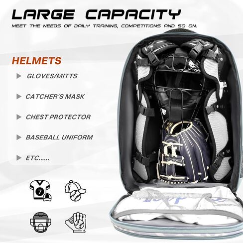 Rolling Baseball Backpack with Off-road Wheels, Wheeled Catchers Gear Bag for Baseball Equipment, 4 Bats, Large Softball Bag for TBall, Helmet & Accessories with Fence Hook in Kuwait
