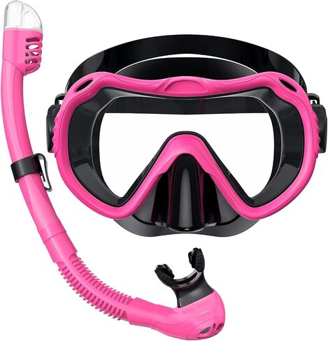 Snorkeling Gear for Adults, Snorkel Mask Set 180° Panoramic View Snorkel Gear, 100% Food-Grade Silicone Anti-Fog Anti-Leak Dry Top Diving Mask for Snorkeling Swimming Scuba Diving in Saudi Arabia