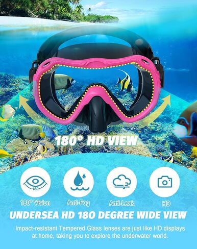 Snorkeling Gear for Adults, Snorkel Mask Set 180° Panoramic View Snorkel Gear, 100% Food-Grade Silicone Anti-Fog Anti-Leak Dry Top Diving Mask for Snorkeling Swimming Scuba Diving in Saudi Arabia