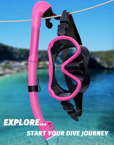 Snorkeling Gear for Adults, Snorkel Mask Set 180° Panoramic View Snorkel Gear, 100% Food-Grade Silicone Anti-Fog Anti-Leak Dry Top Diving Mask for Snorkeling Swimming Scuba Diving in Saudi Arabia