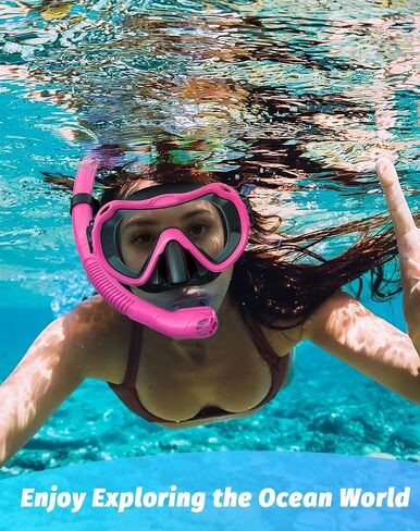 Snorkeling Gear for Adults, Snorkel Mask Set 180° Panoramic View Snorkel Gear, 100% Food-Grade Silicone Anti-Fog Anti-Leak Dry Top Diving Mask for Snorkeling Swimming Scuba Diving in Saudi Arabia