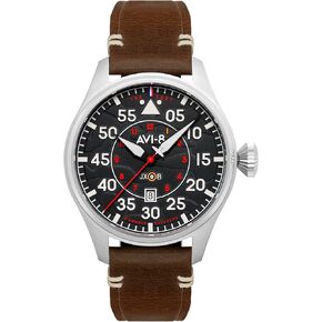 AVI-8 Mens 46mm Hawker Hurricane Clowes Automatic Pilot Watch with Genuine Leather Strap AV-4097