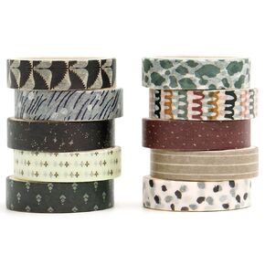 10 Rolls Fantasy Washi Tape Set Texture Arts Adhesive Tapes Basic Patterns Decorative Masking Tape Sets for Craft, Kids, Scrapbook, DIY, Gift Wrapping (Style Two)