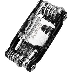 Bike Repair Multitool kit: Bicycle Portable Multi Tool Set - 17pcs Cycling Accessories with Chain Braker Spoke Wrench 2-8mm Hex for Mountain Road Electric and City Bike