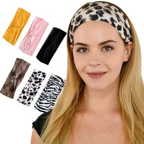 Lotus78, Pack of 6 Wide Headbands for Women Non Slip, Fashionable Sports Hair Bands for Women's Hair, Soft Elastic Stretchy Head Bands, Yoga Workout Headbands for Women Daily Fashion (Element)