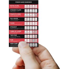 Pack of 4 Poker Hand Rankings Chart - Poker Rules Cheat Sheet Cards | Poker Hands Ranking Card for Quick Reference | Poker Hand Ranking Guide for Beginners | Poker Cheat Sheet for Texas Hold'em in Saudi Arabia