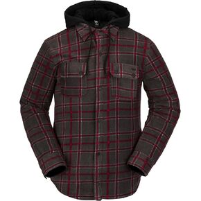 Volcom Men's Field Insulated Flannel Hooded Snowboard Shirt Jacket