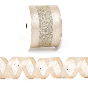 Copper Wired Ribbon 2.5" X 10 Yards Copper Satin Ribbon with Gold Glitter Mesh Wired Christmas Ribbon for Tree Decorations,Gift Wrapping Wreaths Garland, Topper Bows Crafts, Home Decor