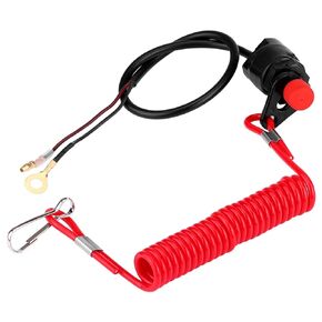 Boat Kill Switch Lanyard, Motorcycle Outboard Lawn Mowers Emergency Engine Kill Stop Switch W/Tether Lanyard Cord for Most Atvs and Motorcycles